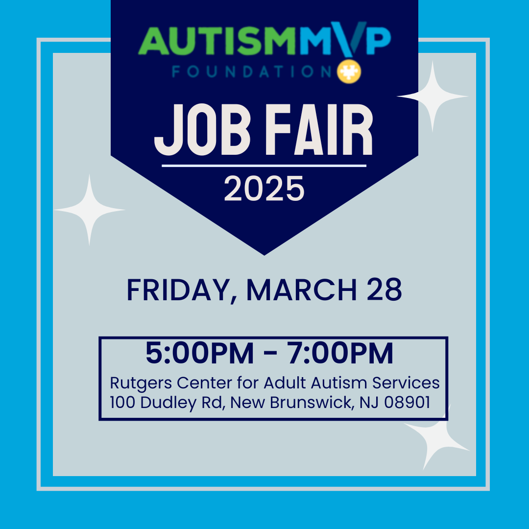 A graphic displaying words on a blue background promoting a job fair event.