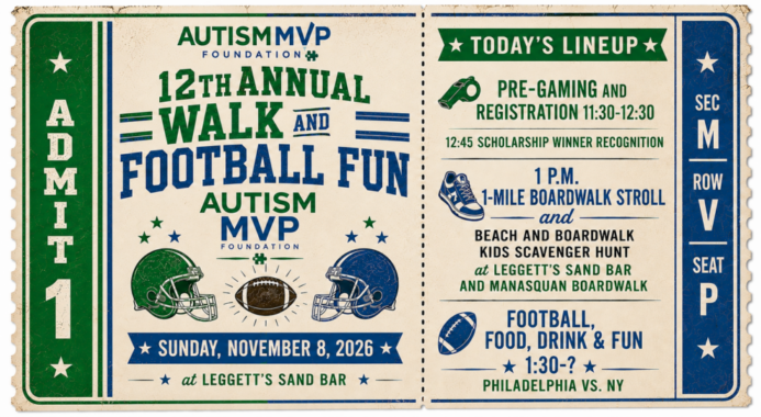 A vintage sports ticket showing details of this charity event.